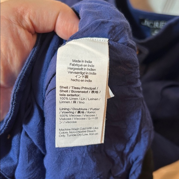 j.Crew Claudia blue linen dress with button accents size medium pockets - Picture 4 of 5